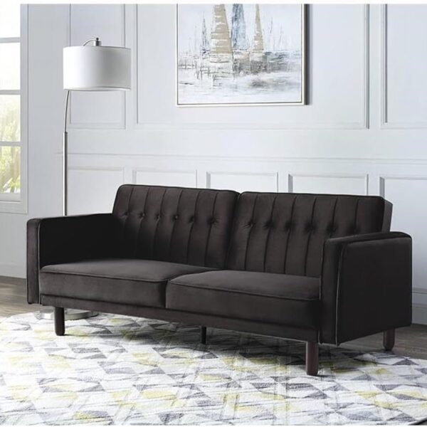 Maple Nest | Modern Tufted Sofa Cum Bed, Dark Brown
