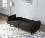 Maple Nest | Modern Tufted Sofa Cum Bed, Dark Brown - Image 2