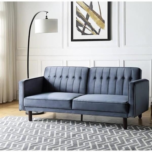 Slate Harmony | Convertible Tufted Sofa Cum Bed