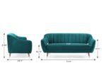 Teal Tranquility | Channel-Tufted Velvet Couch, Modern Elegance - Image 6