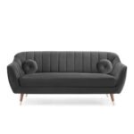 Slate Luxe | Channel-Tufted Velvet Sofa, Dark Gray Elegance - Image 2
