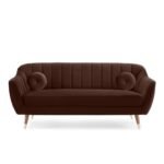 Chocolate Luxury | Velvet Channel-Tufted Sofa, Mid-Century Modern - Image 2