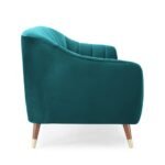 Teal Tranquility | Channel-Tufted Velvet Couch, Modern Elegance - Image 5