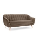 Espresso Luxe | Channel-Tufted Velvet Couch, Modern Glam - Image 3