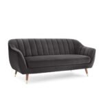 Slate Luxe | Channel-Tufted Velvet Sofa, Dark Gray Elegance - Image 3