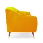 Sunshine Bliss | Modern Channel-Tufted Velvet Couch, Bright Yellow - Image 4