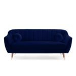 Royal Serenity | Channel-Tufted Velvet Sofa, Deep Blue Elegance - Image 2