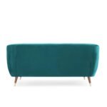 Teal Tranquility | Channel-Tufted Velvet Couch, Modern Elegance - Image 3