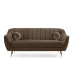Espresso Luxe | Channel-Tufted Velvet Couch, Modern Glam - Image 2