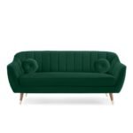 Emerald Oasis | Channel-Tufted Velvet Couch, Modern Luxe - Image 2