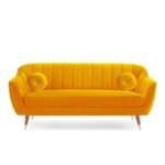 Sunshine Bliss | Modern Channel-Tufted Velvet Couch, Bright Yellow - Image 2