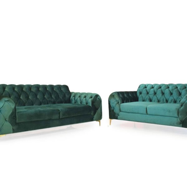 Emerald Gem | Chesterfield 3+2 Sofa Set, Green Velvet