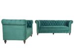 Emerald Opulence | Chesterfield 3+2 Sofa Set, Green Velvet - Image 2